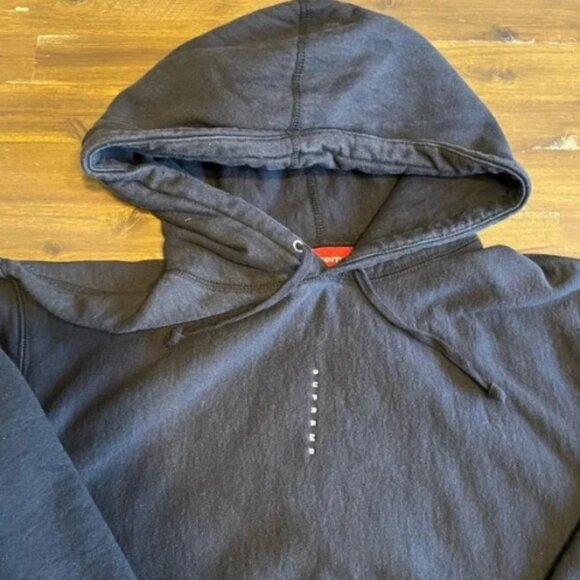 Supreme Micro Logo Black Hooded Sweatshirt - Picture 5 of 14